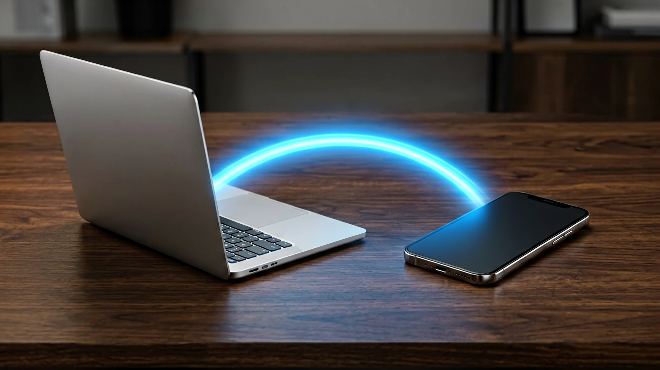 APK ဖိုင် laptop နှင့် ဖုန်း အချင်းချင်း sync လုပ်နေသည့်ပုံ